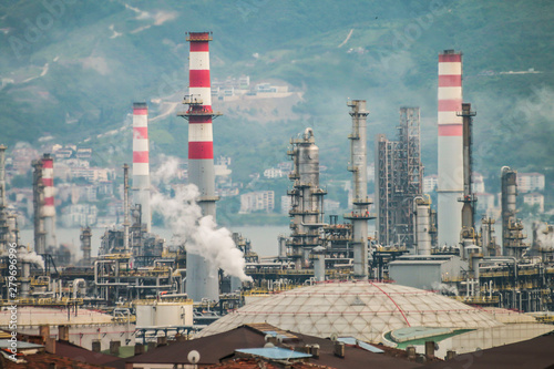 Turkey - April 30 ,2019 :Tupras Izmit petroleum refinery. Tupras is Turkey's largest oil refinery photo