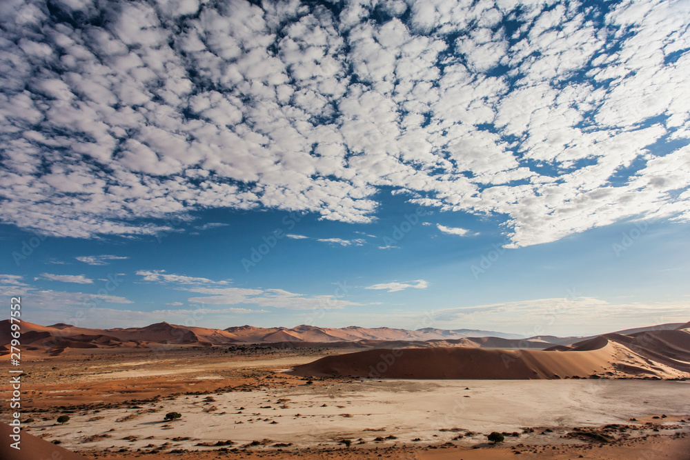 Fototapeta premium Red sand dunes of the Sossusvlei area in the Namib-Naukluft National Pak in Namibia