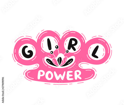 Girl Power slogan with brass knuckles