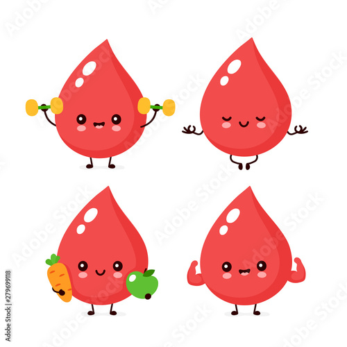 Cute happy smiling healthy blood drop