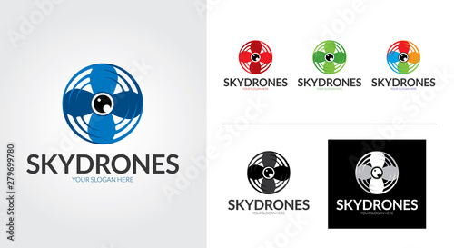Sky drone creative and minimalist logo template Set