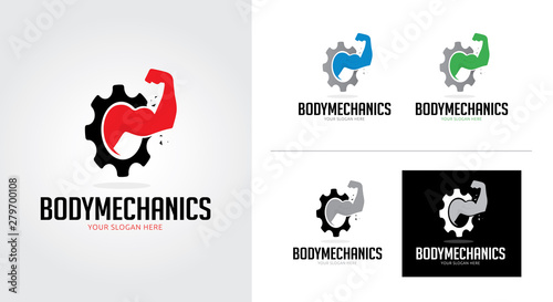 Body building creative and minimalist logo template Set