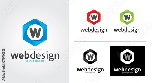 W letter creative and minimalist logo template Set