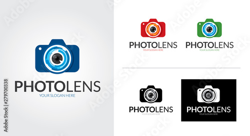 Photo lens creative and minimalist logo template Set