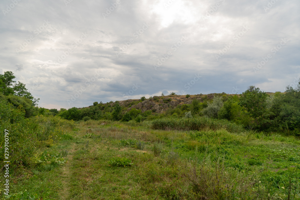 Obraz premium Large granite canyon. Village Aktove. Ukraine. Beautiful stone landscape.