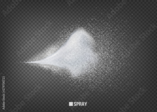 Airy water spray.Mist.Sprayer fog isolated on black transparent background. Airy spray and water hazy mist clean illustration.Vector for your design, advertising, brochures and rest