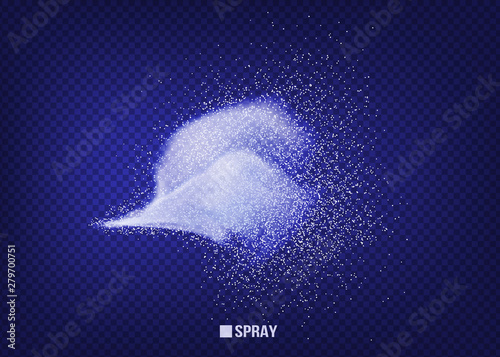 Airy water spray.Mist.Sprayer fog isolated on black transparent background. Airy spray and water hazy mist clean illustration.Vector for your design, advertising, brochures and rest