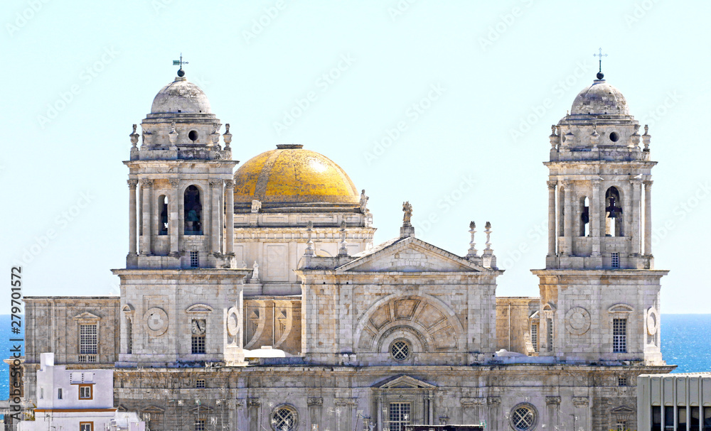 The Cathedral of the Holy Cross by the seaside. City of Cadiz, Andalusia, Spain