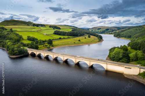 Canvastavla Ladybower Reservoir Ashopton Viaduct Towards Derwent Peak District Aerial
