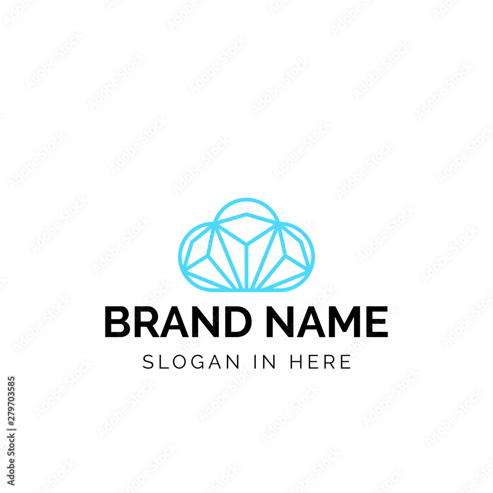 cloud geometric with line art style logo design illustration cloud geometric with line art style logo design illustration