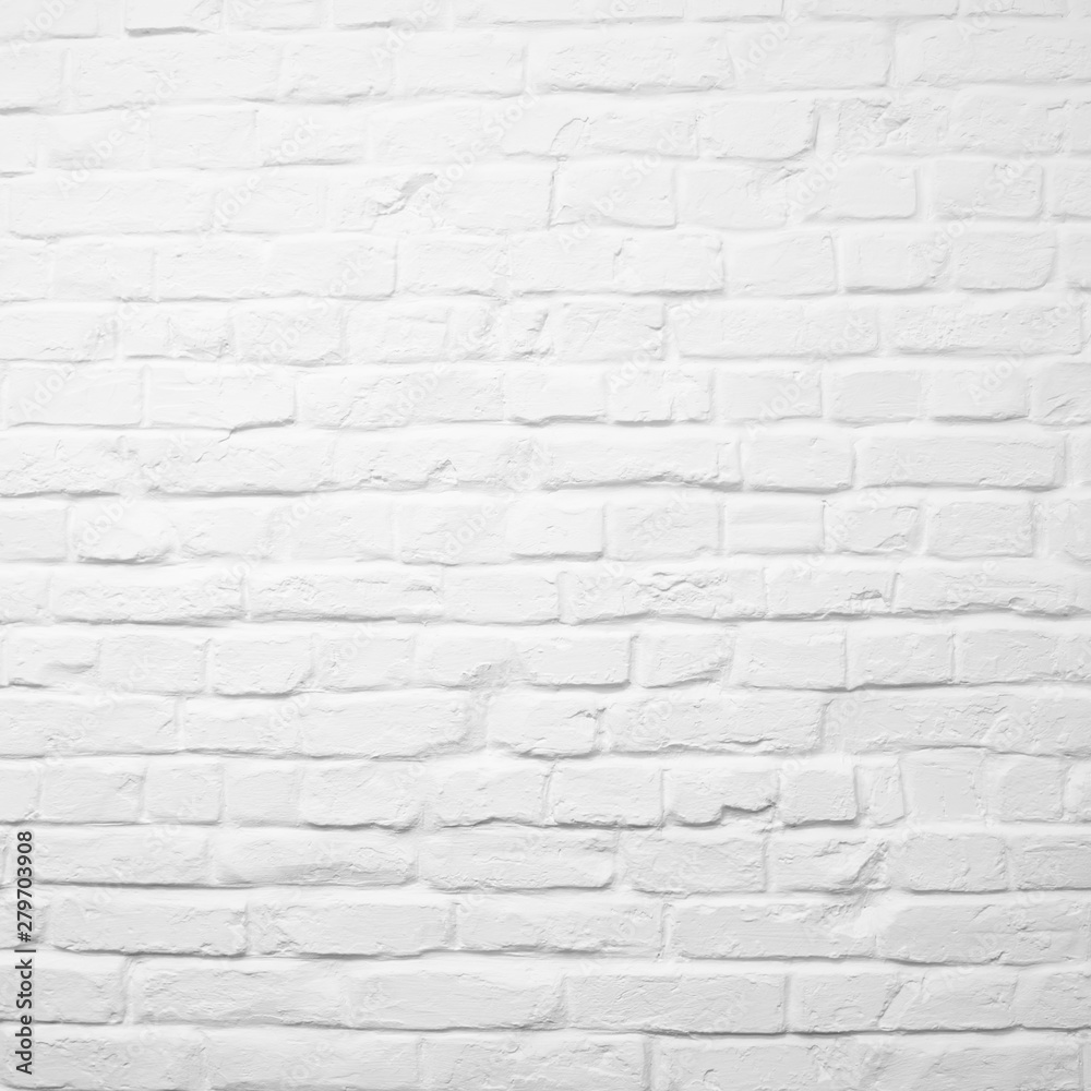 White brick wall can be used for background - obrazy, fototapety, plakaty 