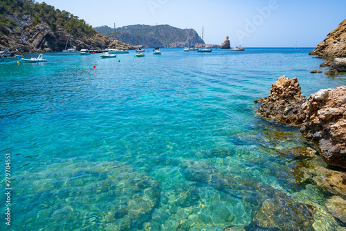 Cala Benirras beach of Ibiza in Sant Joan photo