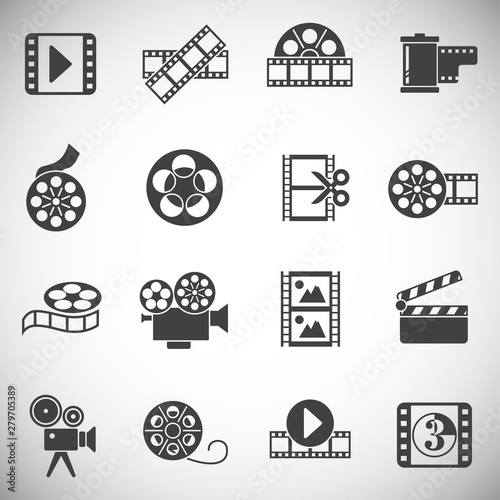 Film strip related icons set on background for graphic and web design. Simple illustration. Internet concept symbol for website button or mobile app.