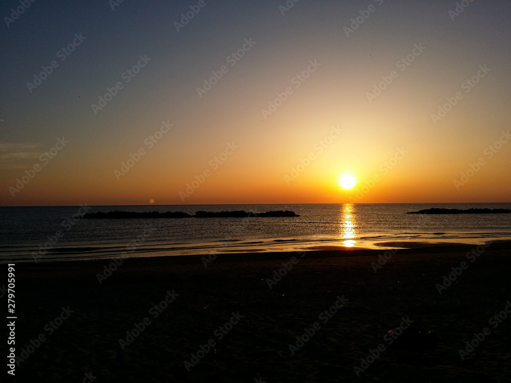 Sunset at sea beach horizon sky sunset reflections landscape Sunset at sea beach horizon sky sunset reflections landscape