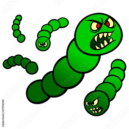 Flesh Eating Bacteria - A cartoon illustration of a Flesh Eating Bacteria concept.