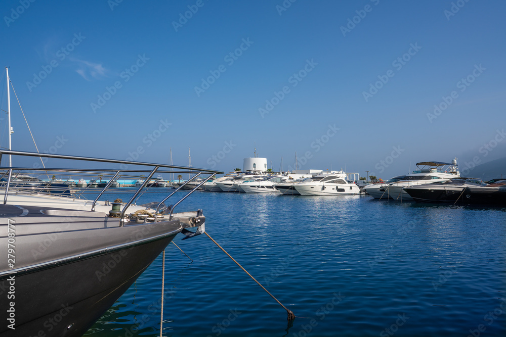 Fototapeta premium Ibiza Santa Eulalia marina port in Balearics