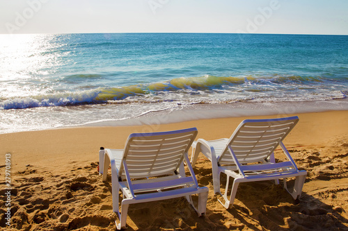 Idillic  sea -  summer. Two  beach chairs