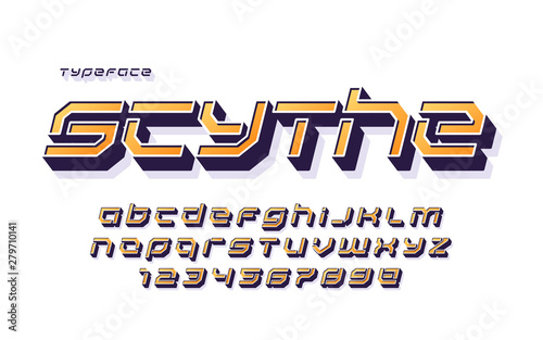 Vector stencil futuristic sci-fi alphabet, creative characters set