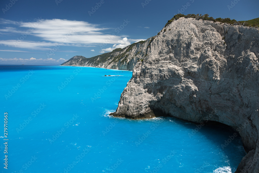 Beautiful turquoise sea on the island of Lefkada, Greece.