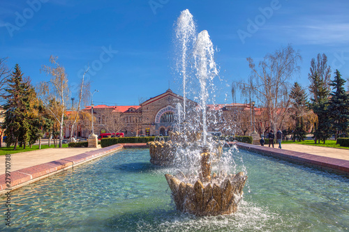 Fountain near train station in Chisinau , Moldova photo