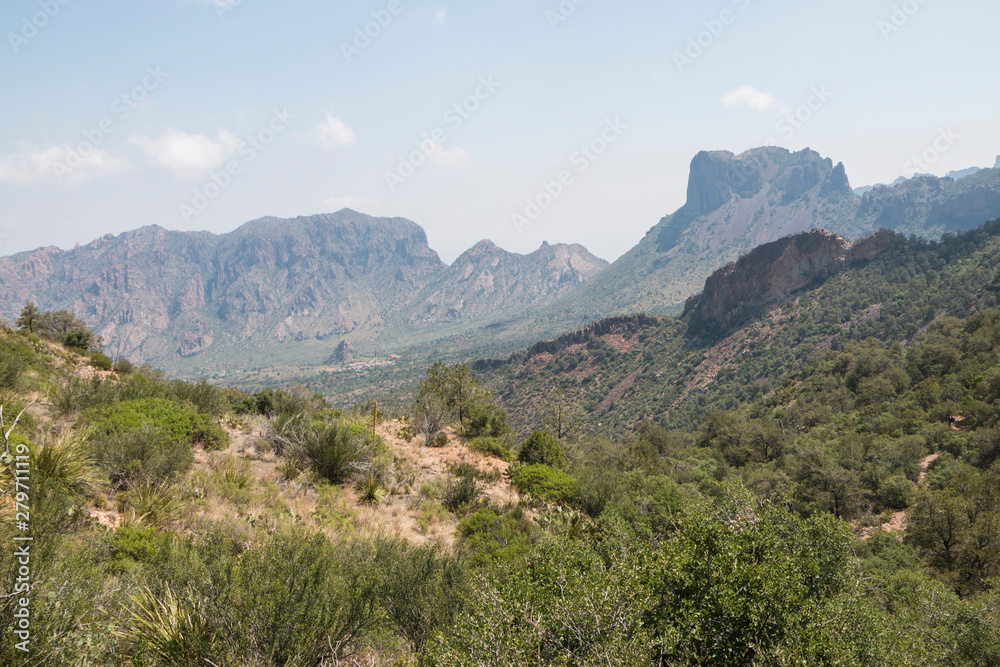 Landscape view of Big Bend National Park as seen from the top of the Chisos Basin (Texas).