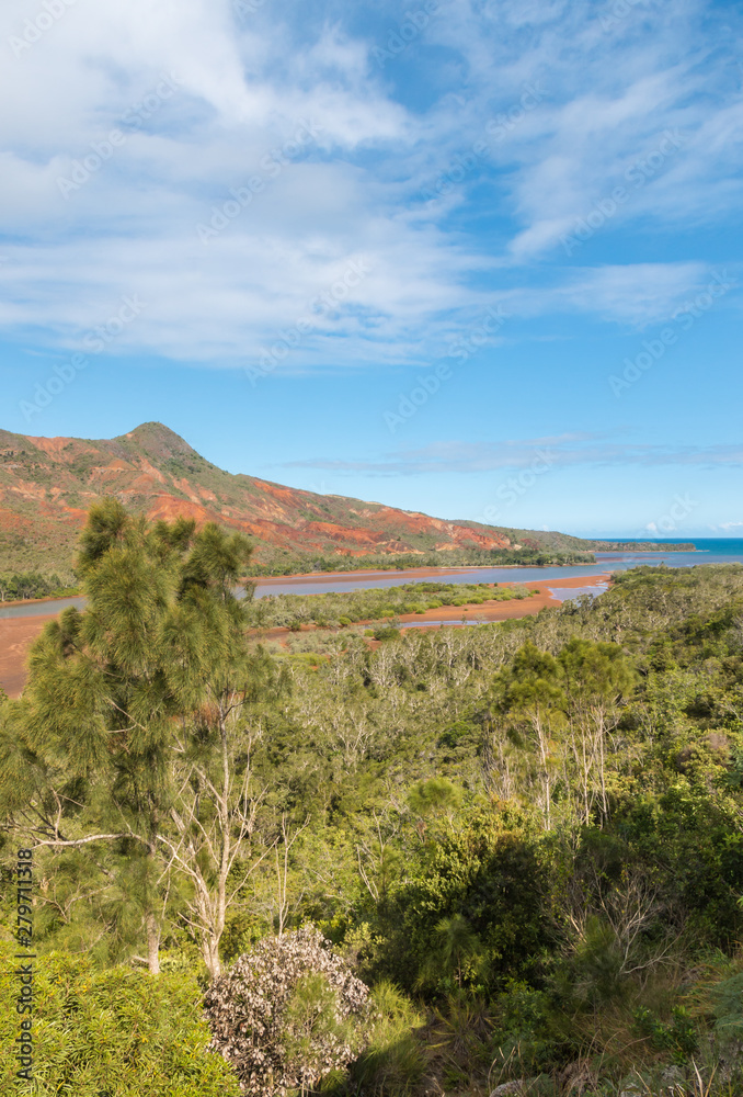 tropical rainforest above Pirogues River estuary on the Western coast of New Caledonia