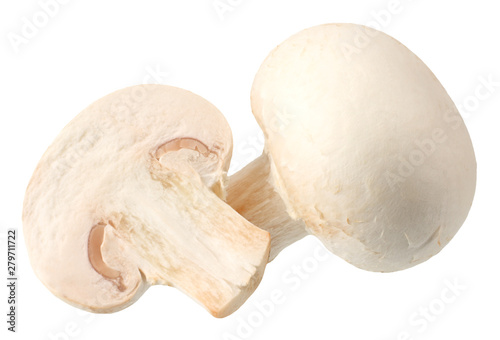 mushrooms with slices isolated on white background