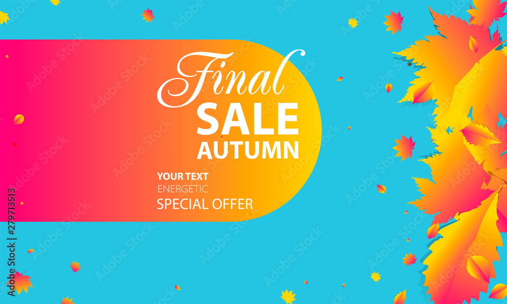 Fototapeta premium Autumn background brushes orange yellow template sale final