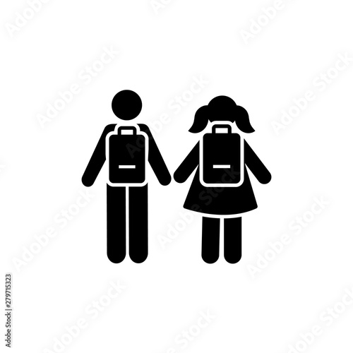 Man girl students classmates pictogram icon