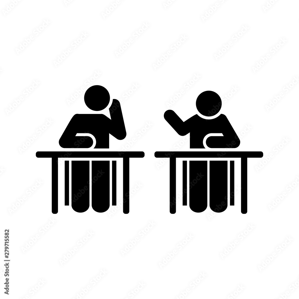 Two man speak class lesson pictogram icon Two man speak class lesson pictogram icon