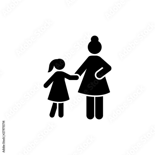 Mother girl student go school pictogram icon