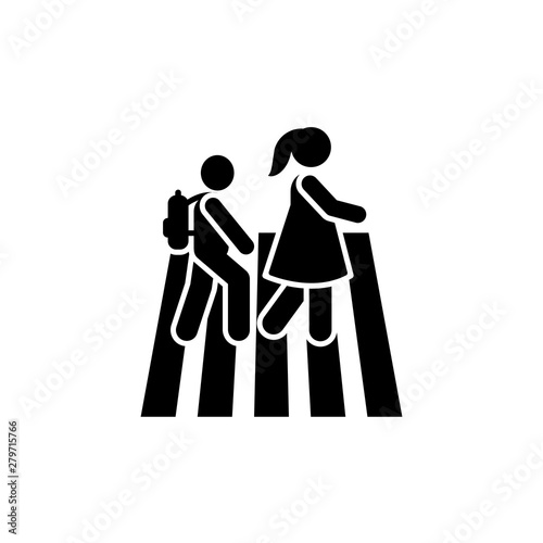 Mother boy student walk school pictogram icon