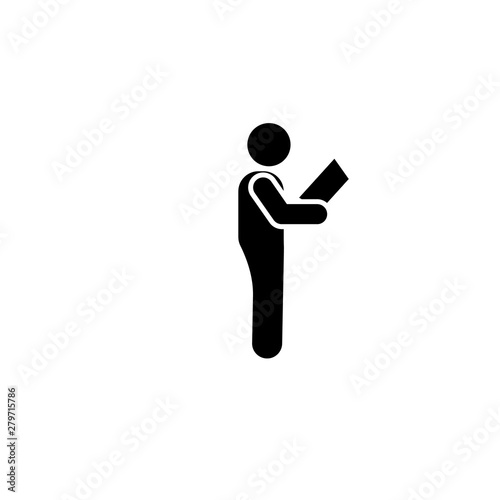 Boy book read learn pictogram icon