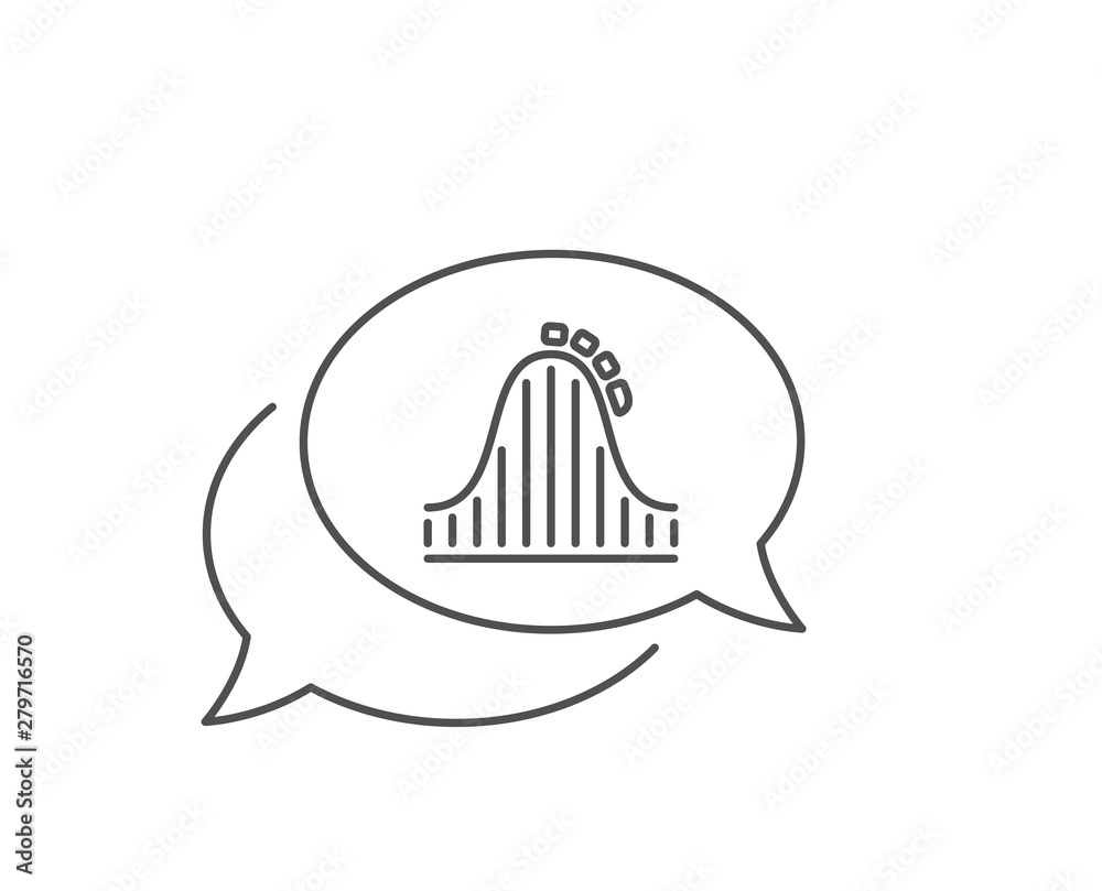 Obraz premium Roller coaster line icon. Chat bubble design. Amusement park sign. Carousels symbol. Outline concept. Thin line roller coaster icon. Vector