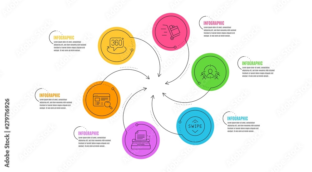 Website search, Swipe up and Business targeting line icons set. Infographic timeline. Push cart, 360 degree and Typewriter signs. Find internet, Scroll screen, People and target aim. Vector Website search, Swipe up and Business targeting line icons set. Infographic timeline. Push cart, 360 degree and Typewriter signs. Find internet, Scroll screen, People and target aim. Vector