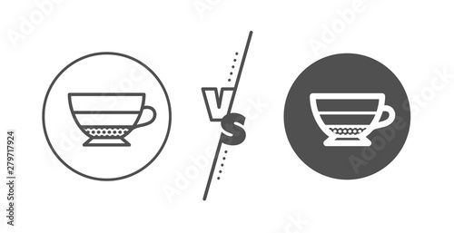 Hot drink sign. Versus concept. Americano coffee icon. Beverage symbol. Line vs classic americano icon. Vector