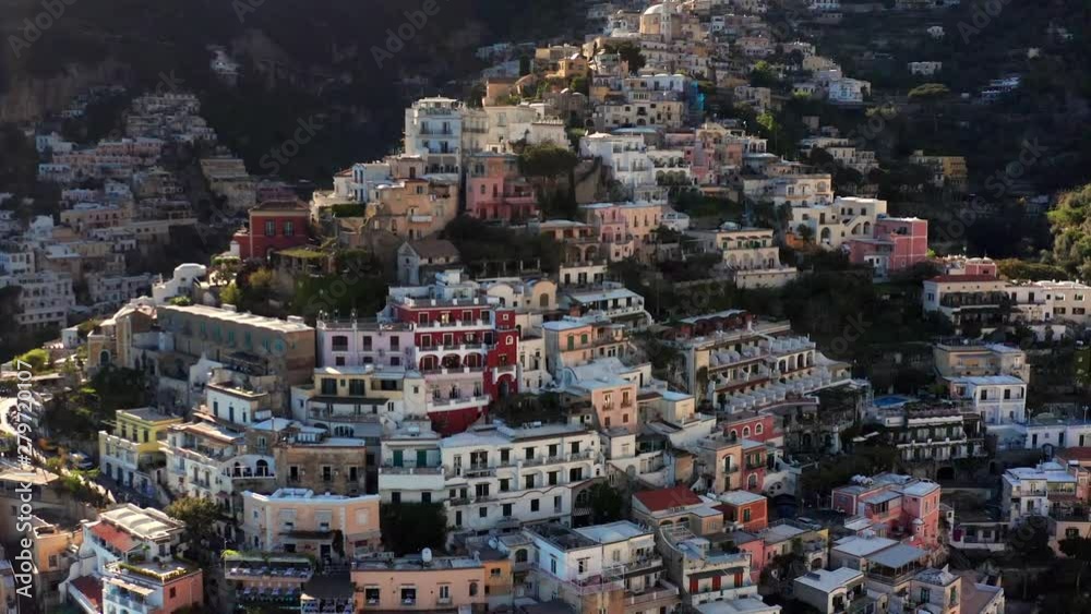 View at colorful houses on hills in Positano town in Italy View at colorful houses on hills in Positano town in Italy