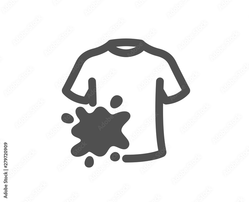 Laundry shirt sign. Dirty t-shirt icon. Clothing cleaner symbol. Classic flat style. Simple dirty t-shirt icon. Vector