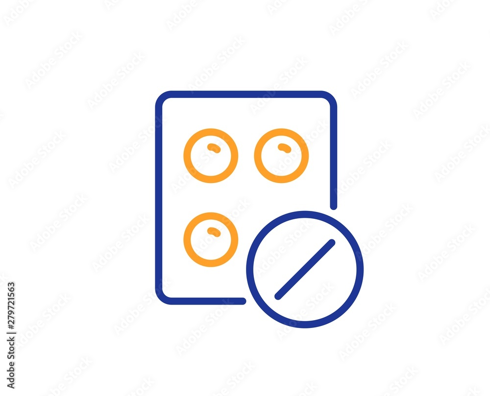 Medicine drugs sign. Medical tablet line icon. Pharmacy medication symbol. Colorful outline concept. Blue and orange thin line medical tablet icon. Vector Medicine drugs sign. Medical tablet line icon. Pharmacy medication symbol. Colorful outline concept. Blue and orange thin line medical tablet icon. Vector