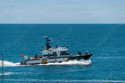 A Spanish police boat patrolling off the coast of Cadiz