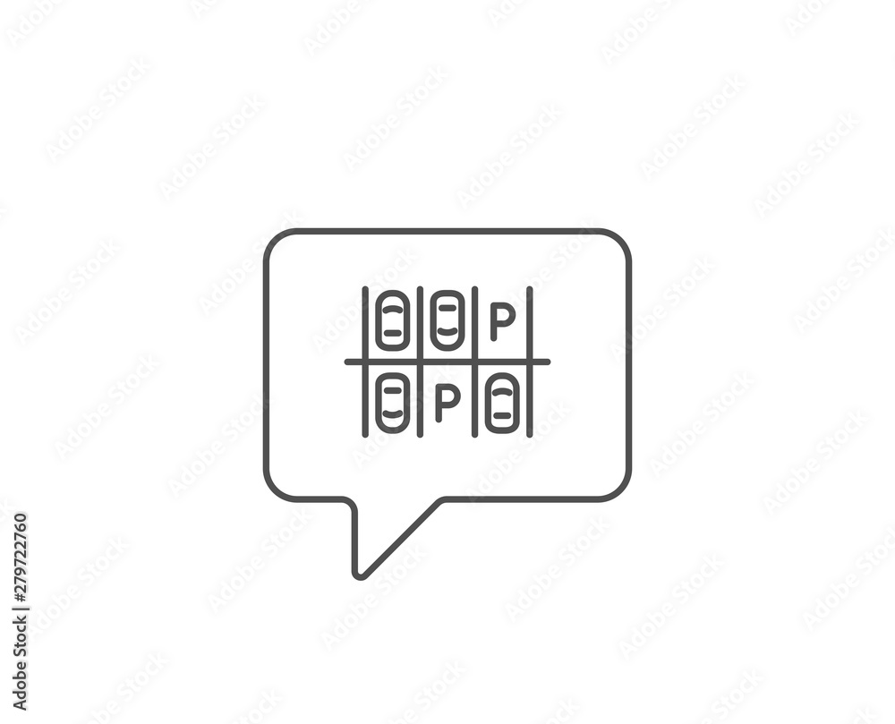 Parking place line icon. Chat bubble design. Car park sign. Transport symbol. Outline concept. Thin line parking place icon. Vector Parking place line icon. Chat bubble design. Car park sign. Transport symbol. Outline concept. Thin line parking place icon. Vector