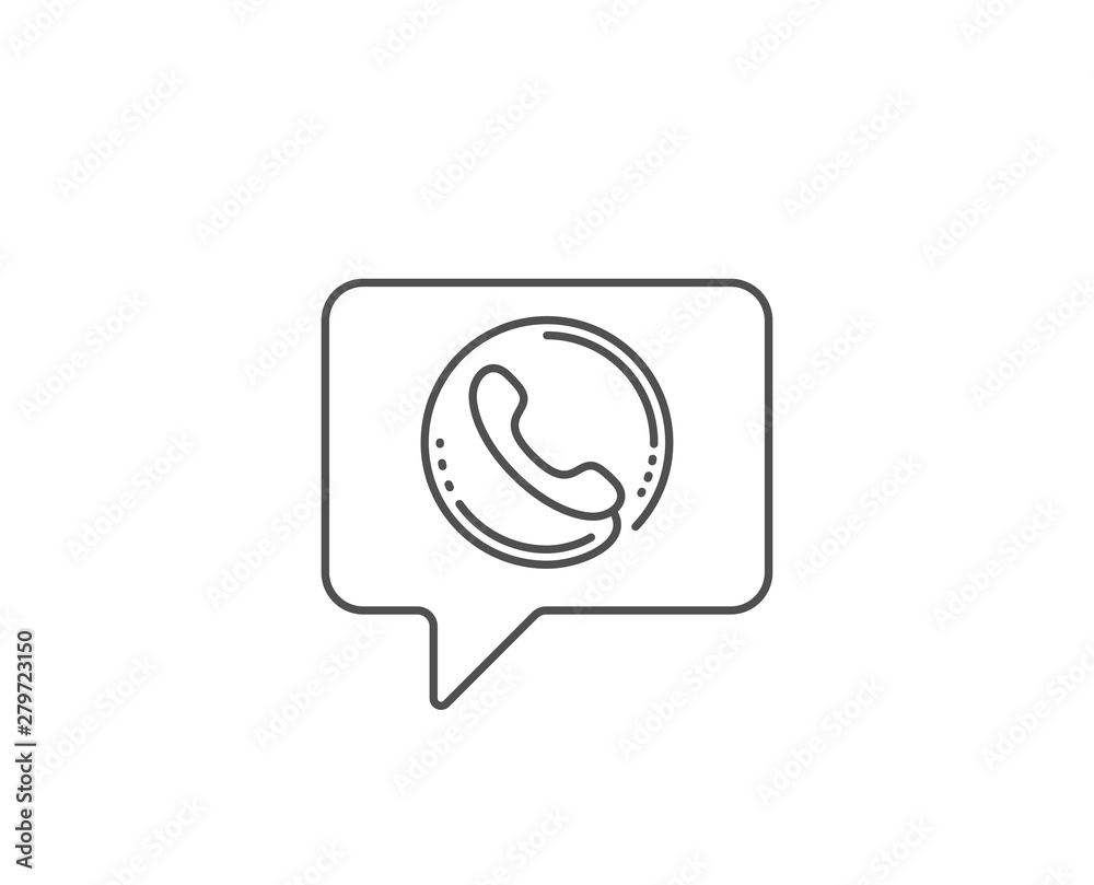 Call center service line icon. Chat bubble design. Phone support sign. Feedback symbol. Outline concept. Thin line call center icon. Vector Call center service line icon. Chat bubble design. Phone support sign. Feedback symbol. Outline concept. Thin line call center icon. Vector