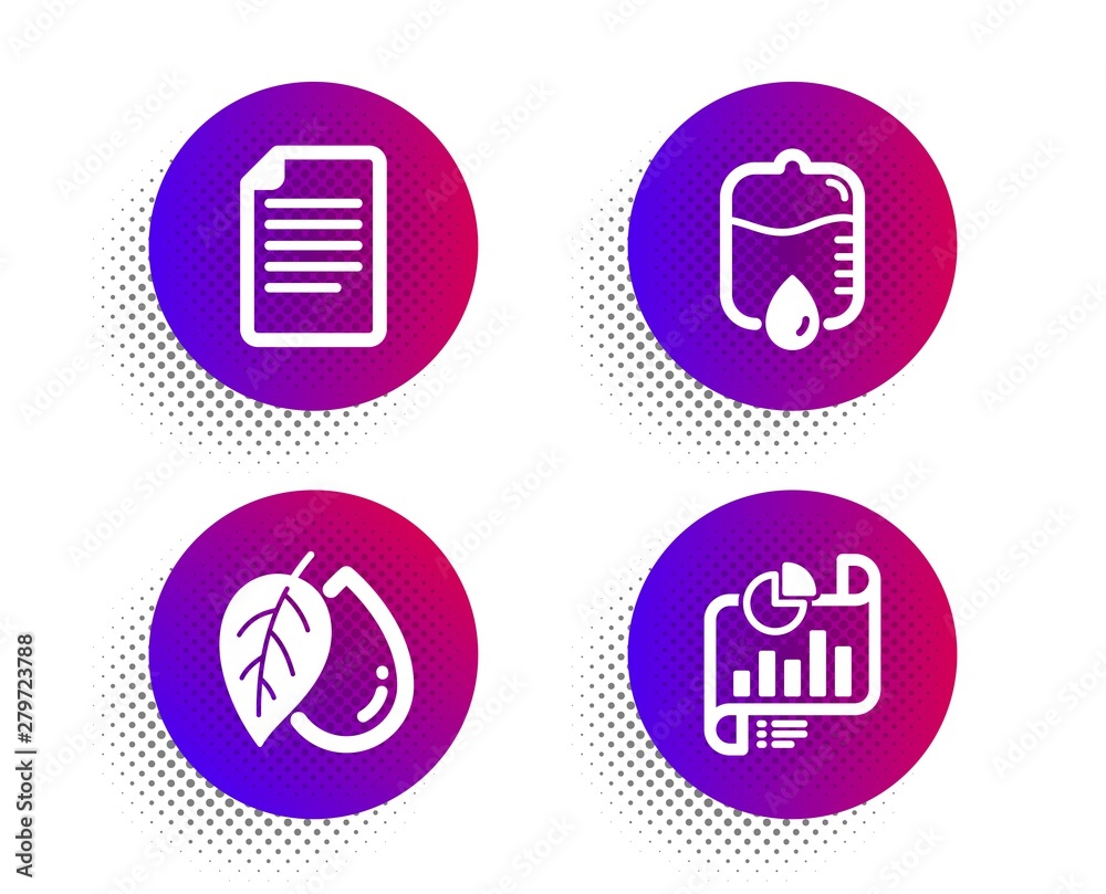 File, Drop counter and Mineral oil icons simple set. Halftone dots button. Report document sign. Paper page, Medical equipment, Organic tested. Growth chart. Science set. Vector File, Drop counter and Mineral oil icons simple set. Halftone dots button. Report document sign. Paper page, Medical equipment, Organic tested. Growth chart. Science set. Vector