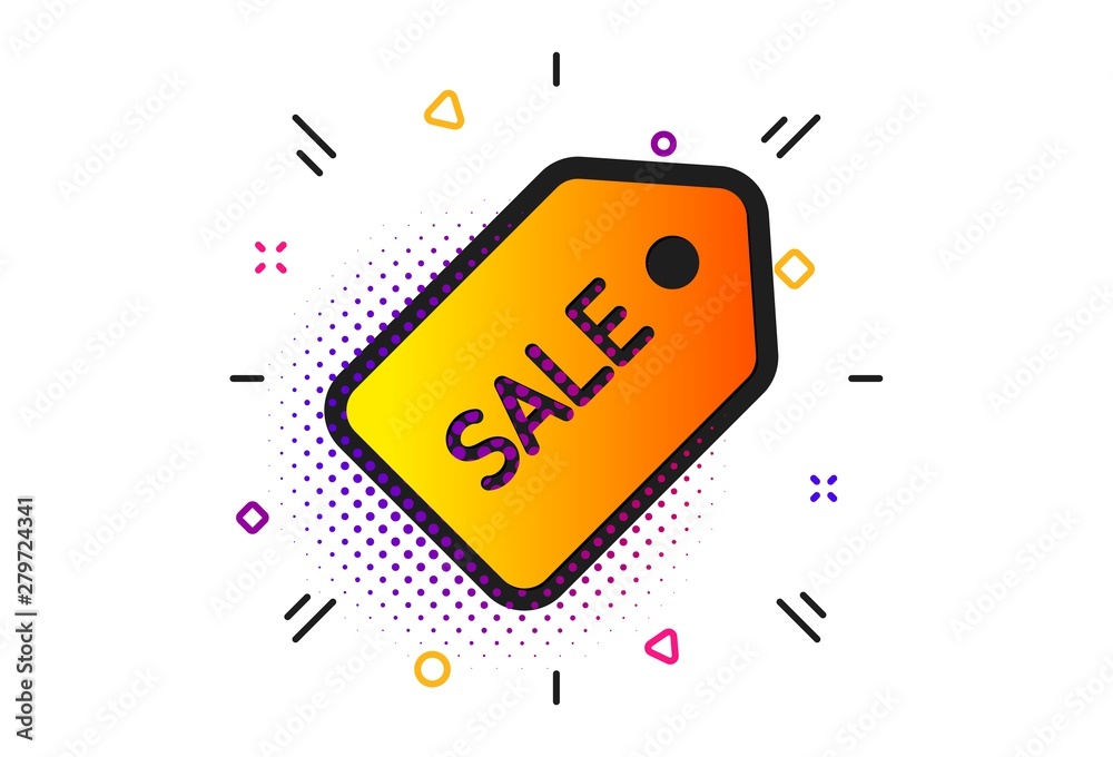 Sale Special offer sign. Halftone circles pattern. Shopping tag icon. Coupon symbol. Classic flat sale ticket icon. Vector Sale Special offer sign. Halftone circles pattern. Shopping tag icon. Coupon symbol. Classic flat sale ticket icon. Vector