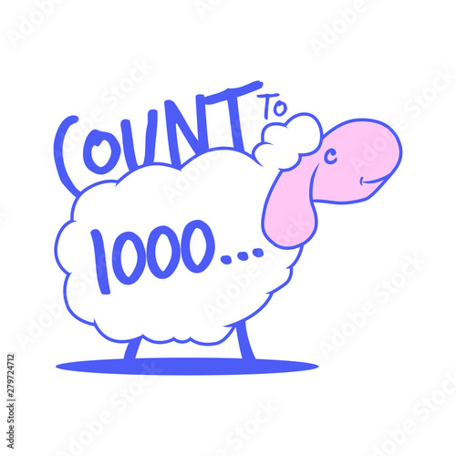 typography slogan with cute sheep and text count to 1000 graphic illustration. Message Fashion Slogan for T-shirt and apparels Print