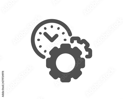 Clock sign. Time management icon. Gear symbol. Classic flat style. Simple time management icon. Vector