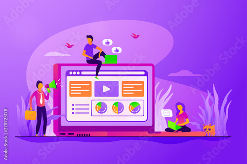 Business development. Marketing strategy. Online promotion. Content management. Digital marketing, PPC campaign, customer relationships concept. Vector isolated concept creative illustration