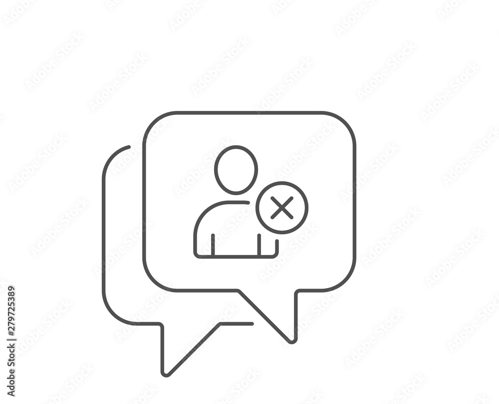 Remove User line icon. Chat bubble design. Profile Avatar sign. Person silhouette symbol. Outline concept. Thin line delete user icon. Vector Remove User line icon. Chat bubble design. Profile Avatar sign. Person silhouette symbol. Outline concept. Thin line delete user icon. Vector