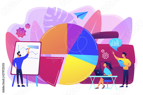 Sales pitch. Data visualization element, marketing chart. Research data. Business statistics, financial report, company performance analysis concept. Bright vibrant violet vector isolated illustration