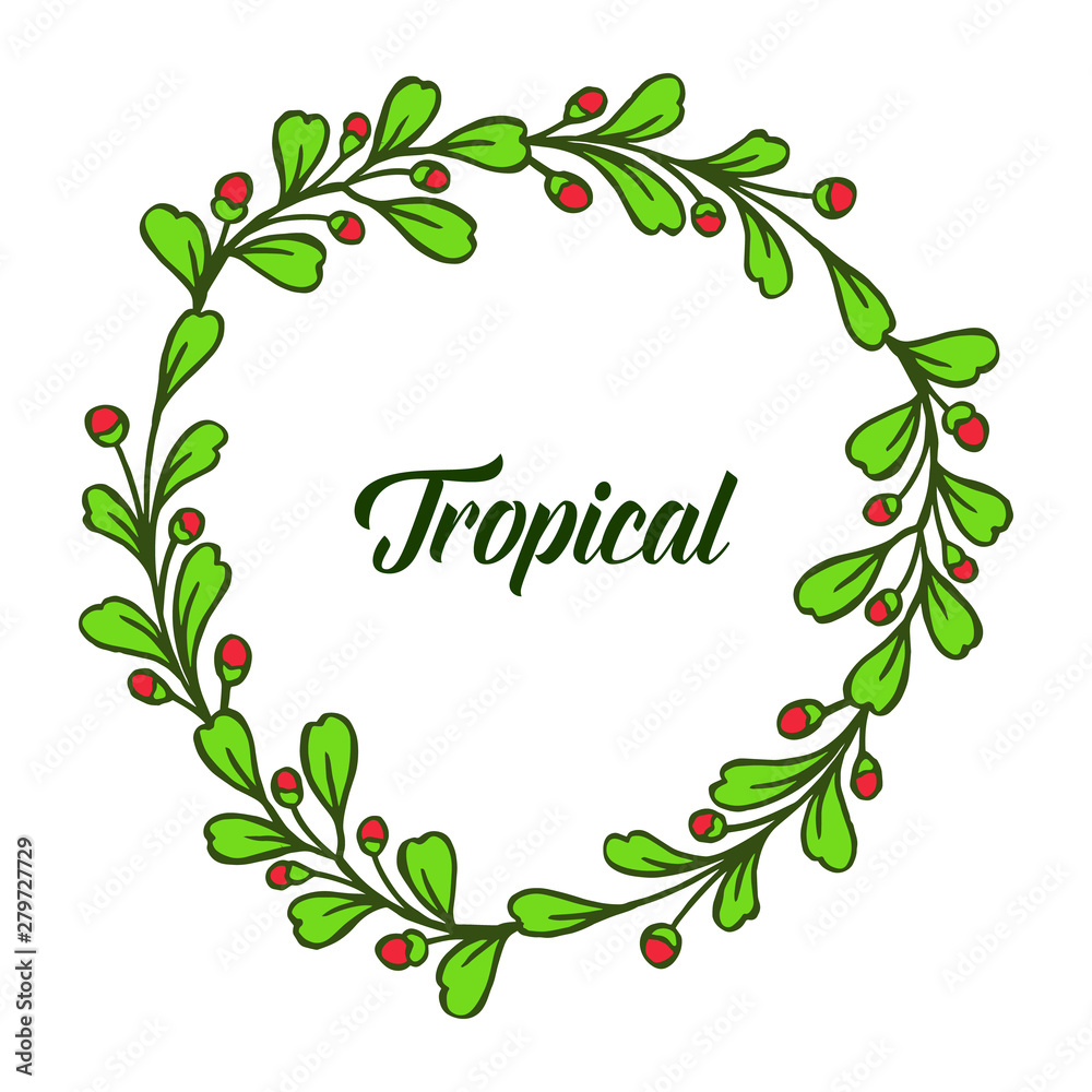 Card tropical, very beautiful leaf floral frame. Vector